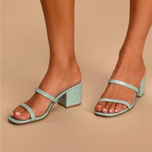 Steve Madden Issy Block Heel Slide Blue Sandals